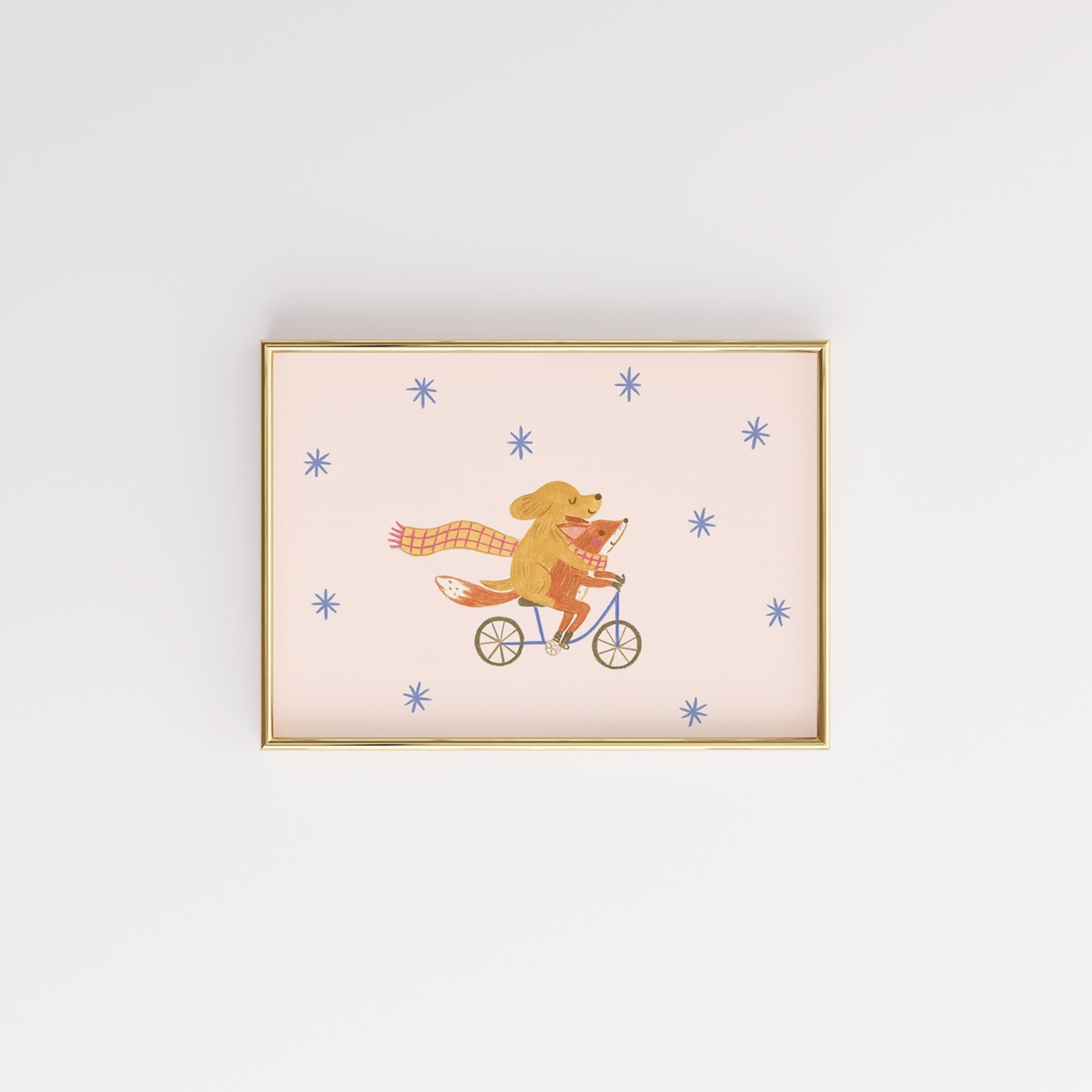 Dog and Fox Nursery Print - Cute Animal Friends Wall Art
