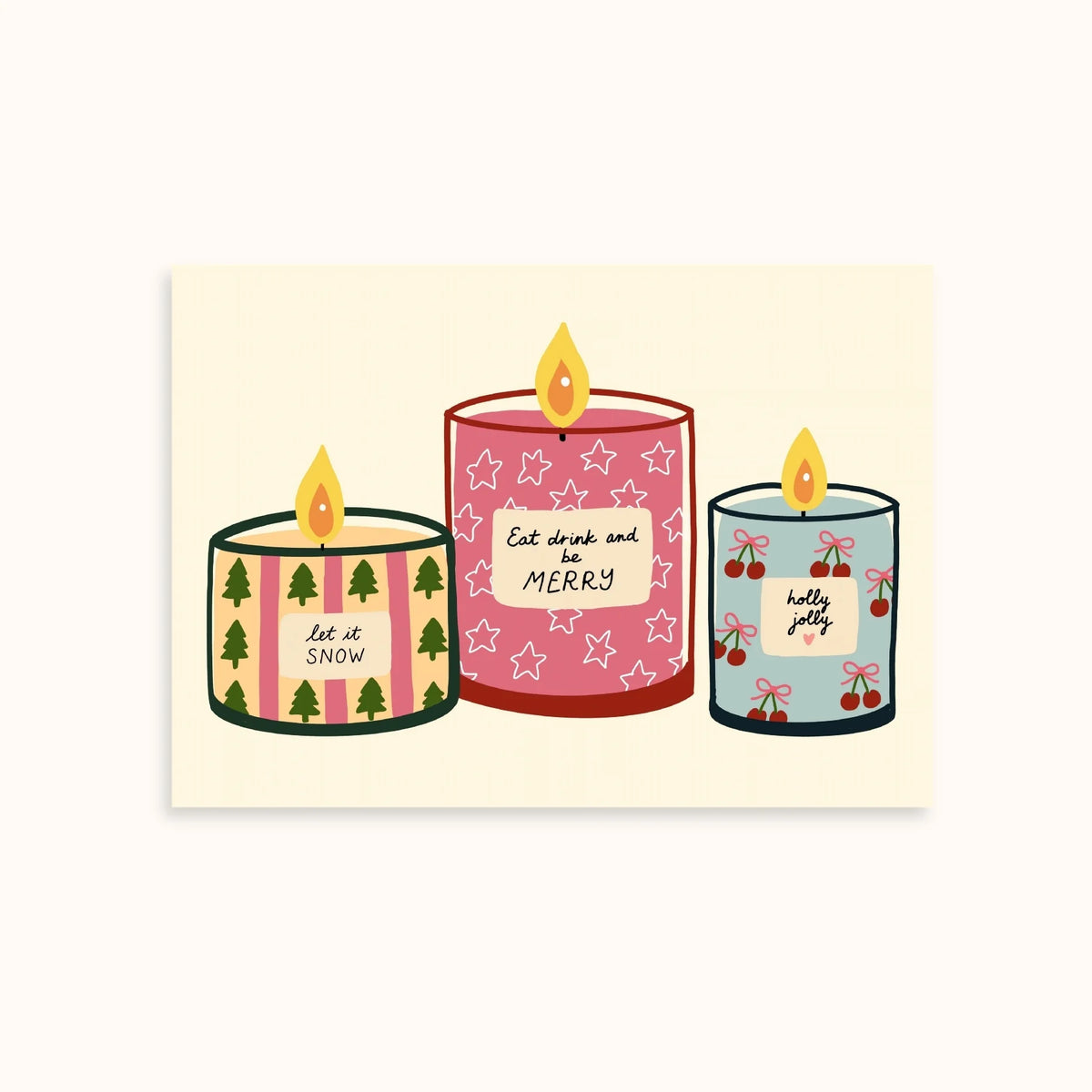 Velas navideñas y frase festiva retro – Set de 2 pósters navideños