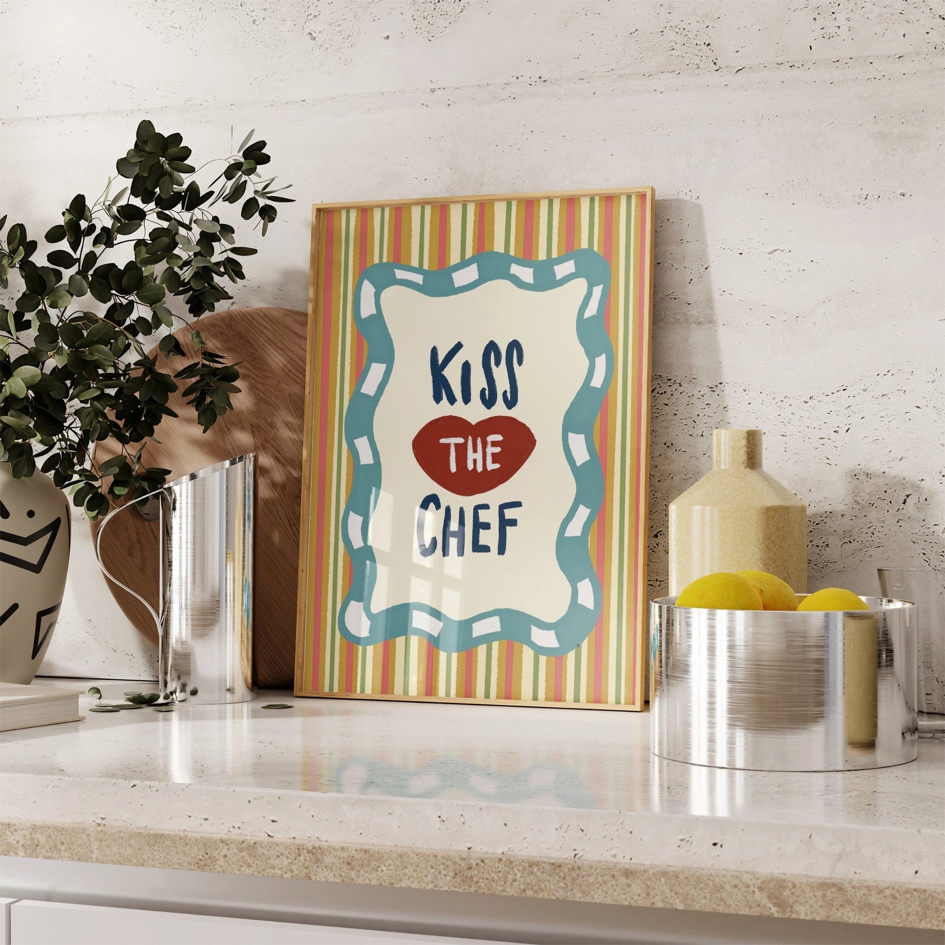 Decorazione murale per la tavola da pranzo italiana – Stampa di pasta, vino e cucina