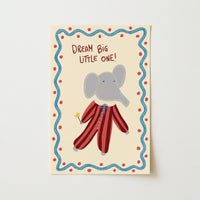 Impression de chambre d'enfant éléphant - Décoration murale Dream Big Little One