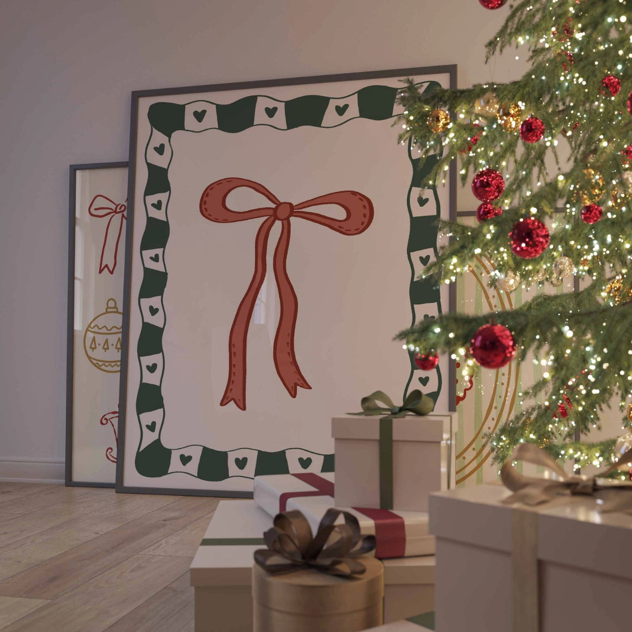 Red Christmas Bow Print