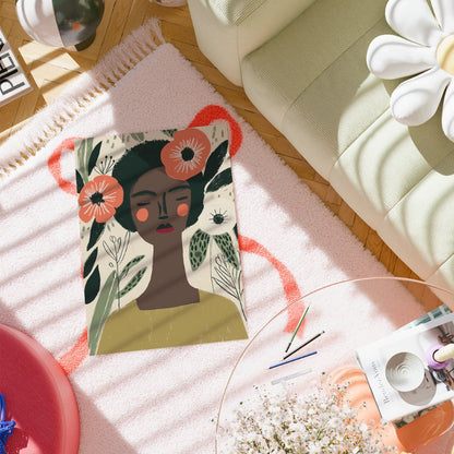 Floral Woman Wall Art – Peaceful Female Portrait