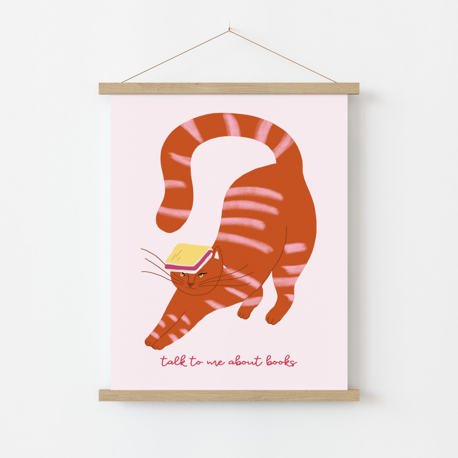 Talk to Me About Books Print – Funny Cat Poster for Book Lovers