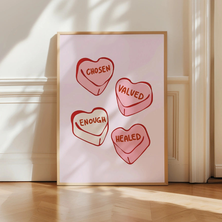 Chosen Valued Healed Printable – Faith Candy Hearts Decor