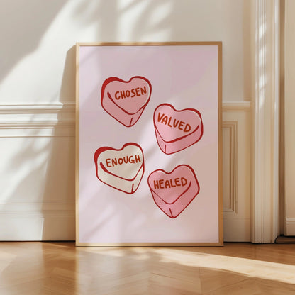 Chosen Valued Healed Printable – Faith Candy Hearts Decor