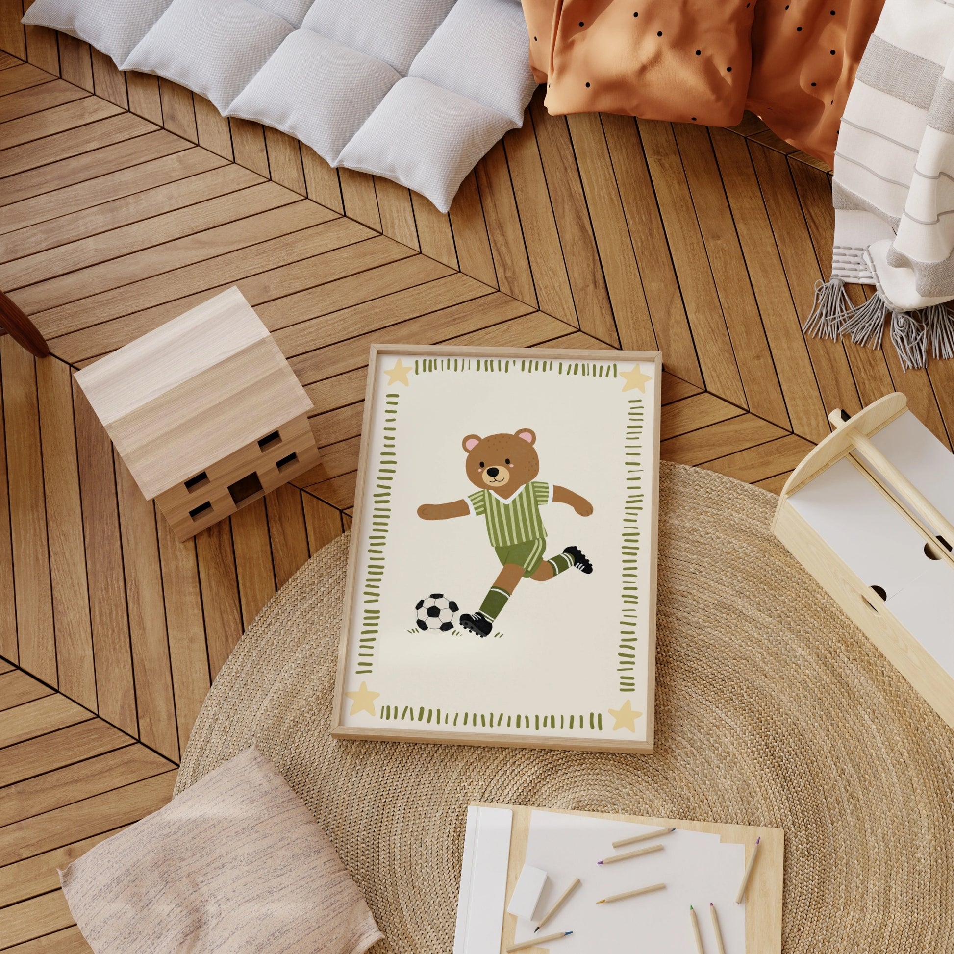 Soccer Bear Nursery Print