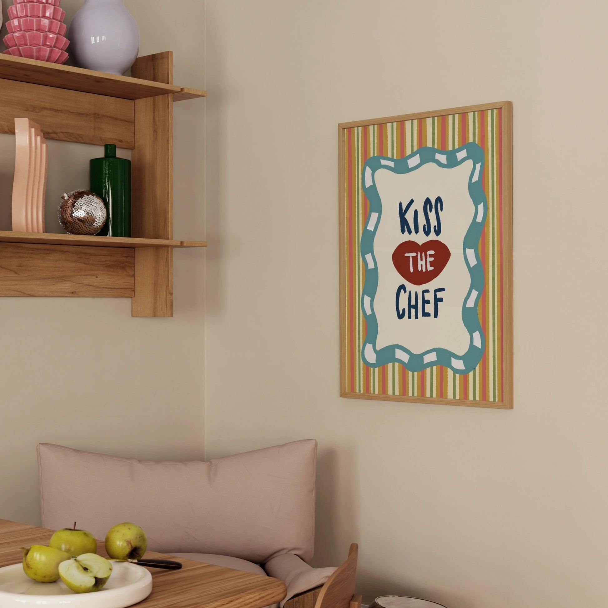 Decorazione murale per la tavola da pranzo italiana – Stampa di pasta, vino e cucina