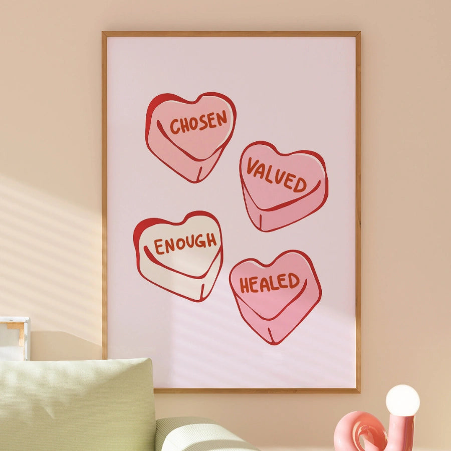 Chosen Valued Healed Printable – Faith Candy Hearts Decor