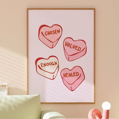 Chosen Valued Healed Printable – Faith Candy Hearts Decor