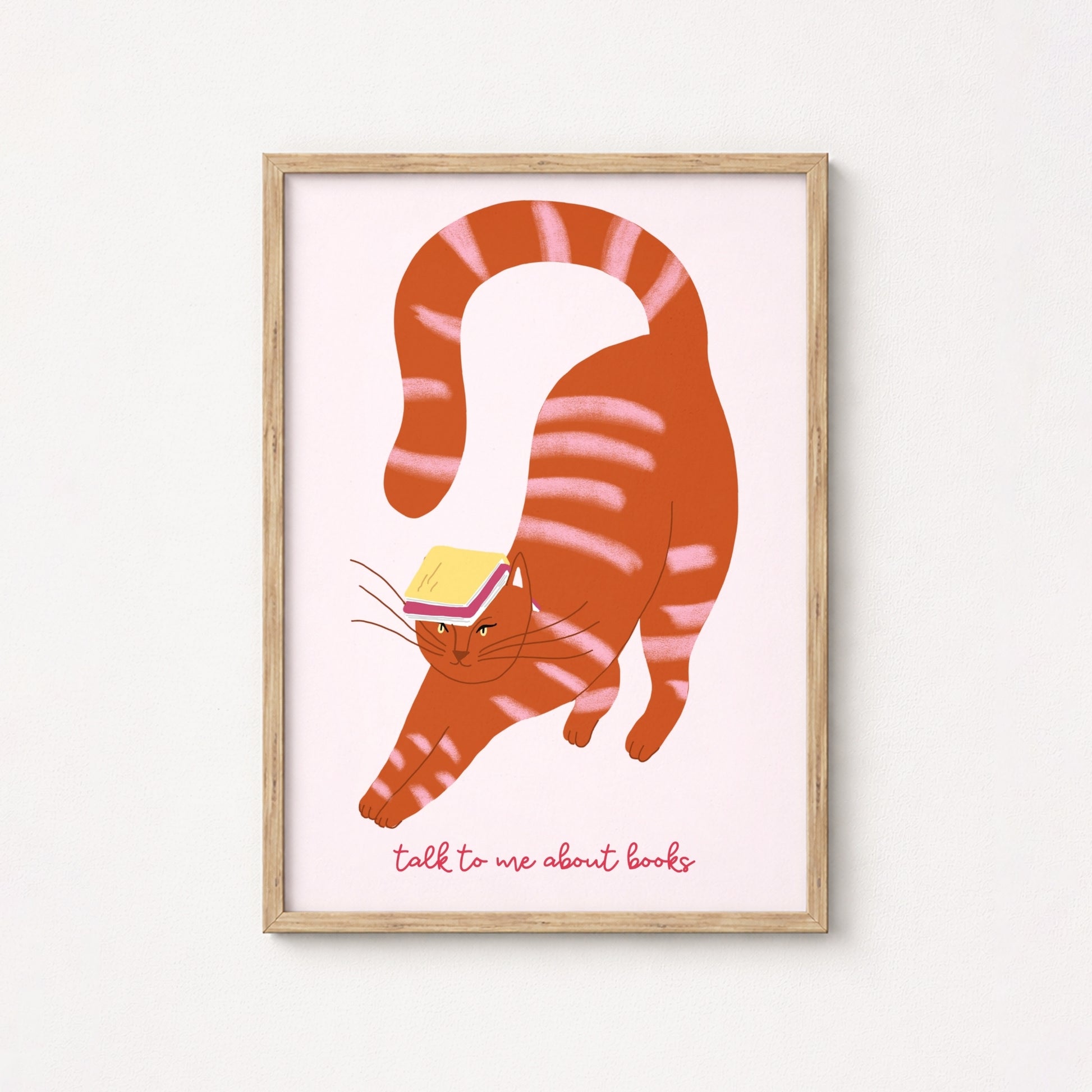 Talk to Me About Books Print – Funny Cat Poster for Book Lovers
