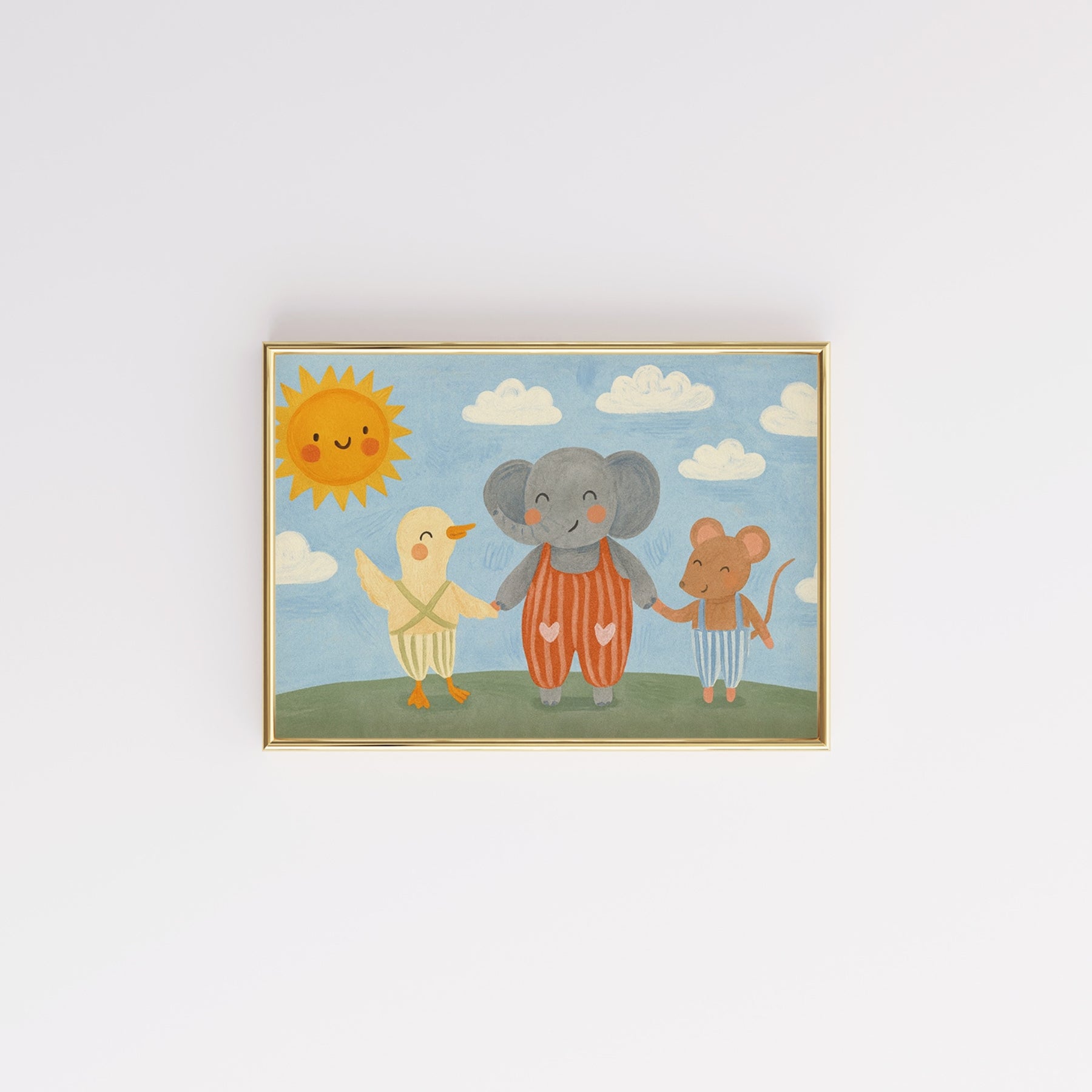 Stampa per cameretta di elefante, anatra e topo - Arte murale con simpatici amici animali