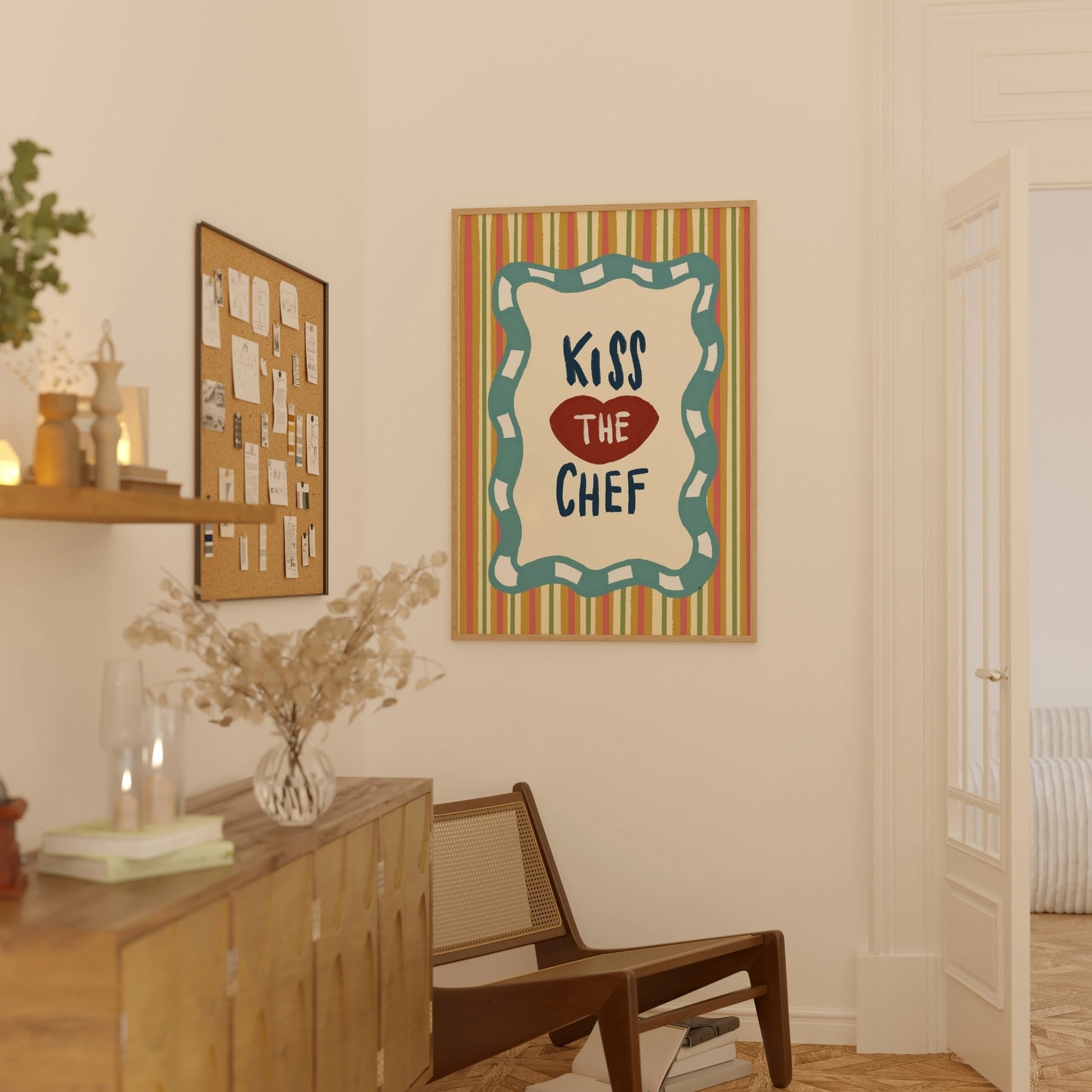 Decorazione murale per la tavola da pranzo italiana – Stampa di pasta, vino e cucina