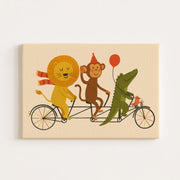 Animal Friends Bike Ride – Nursery & Kids Canvas Wall Art