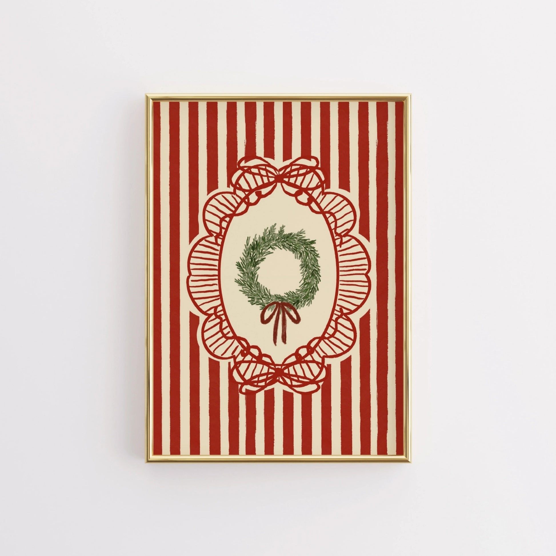 Striped Christmas Wreath Wall Art