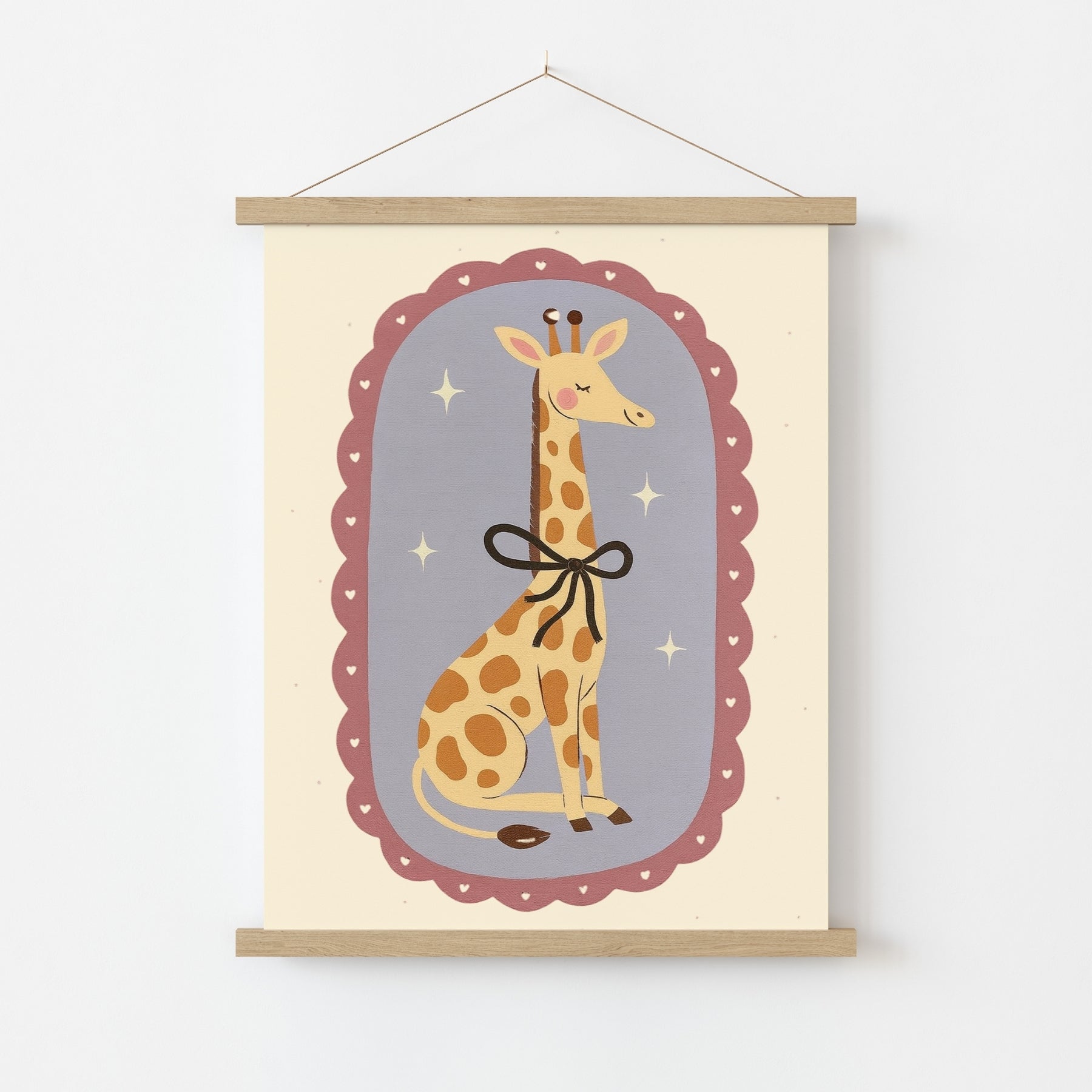 Giraffe Nursery Print - Cute Animal Wall Art with Bow