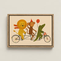 Animal Friends Bike Ride Canvas Print