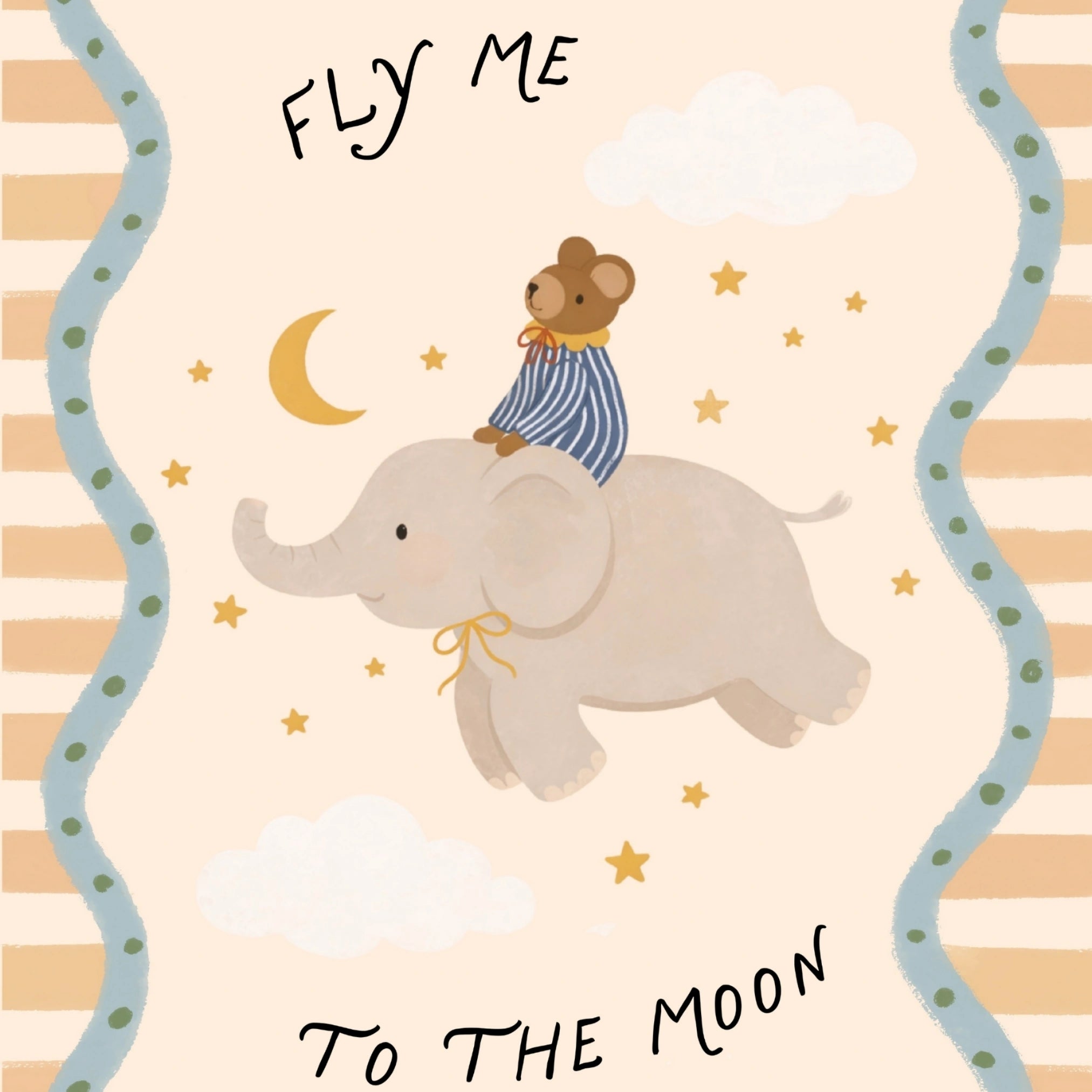 Fly Me to the Moon Nursery Print