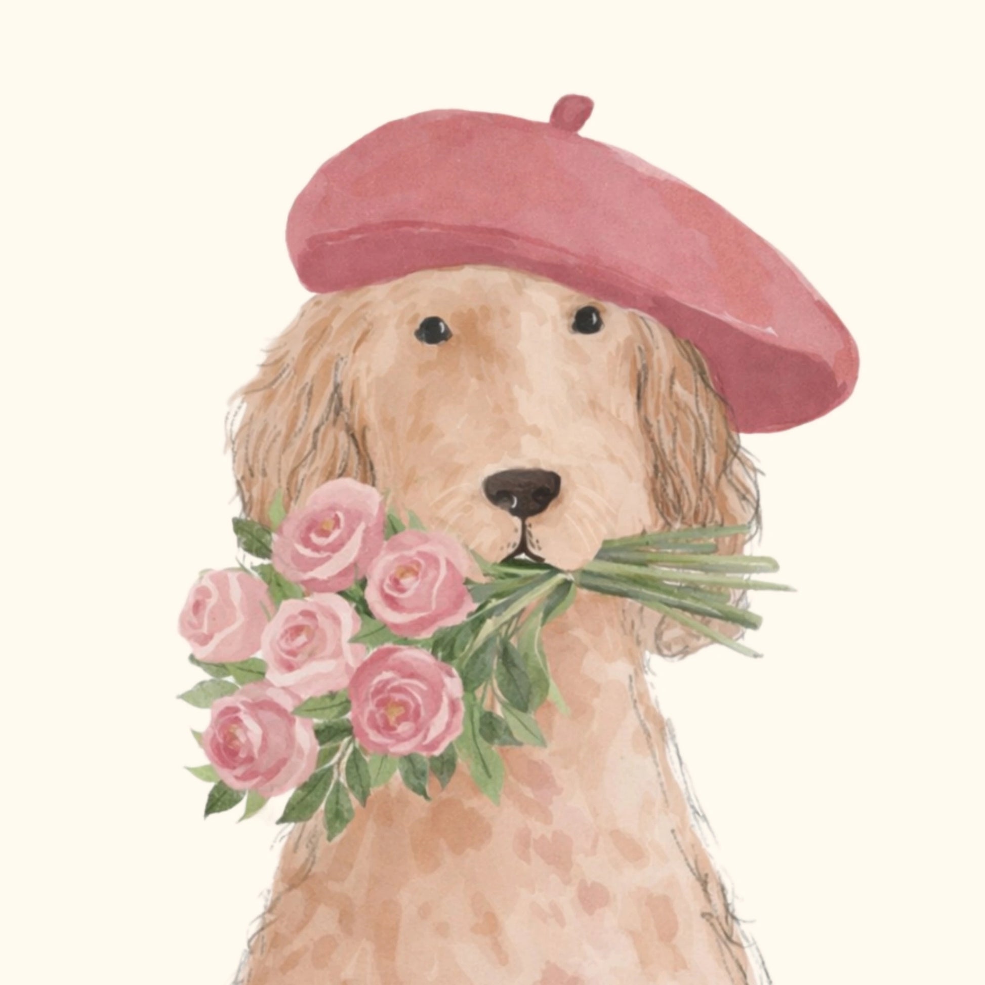 Parisian Dog Nursery Print, Girls Room Decor