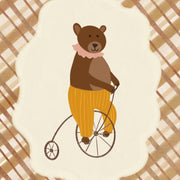 Vintage Bear on Bicycle – Poster per bambini