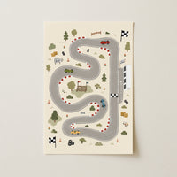 Race Car Track Nursery Print