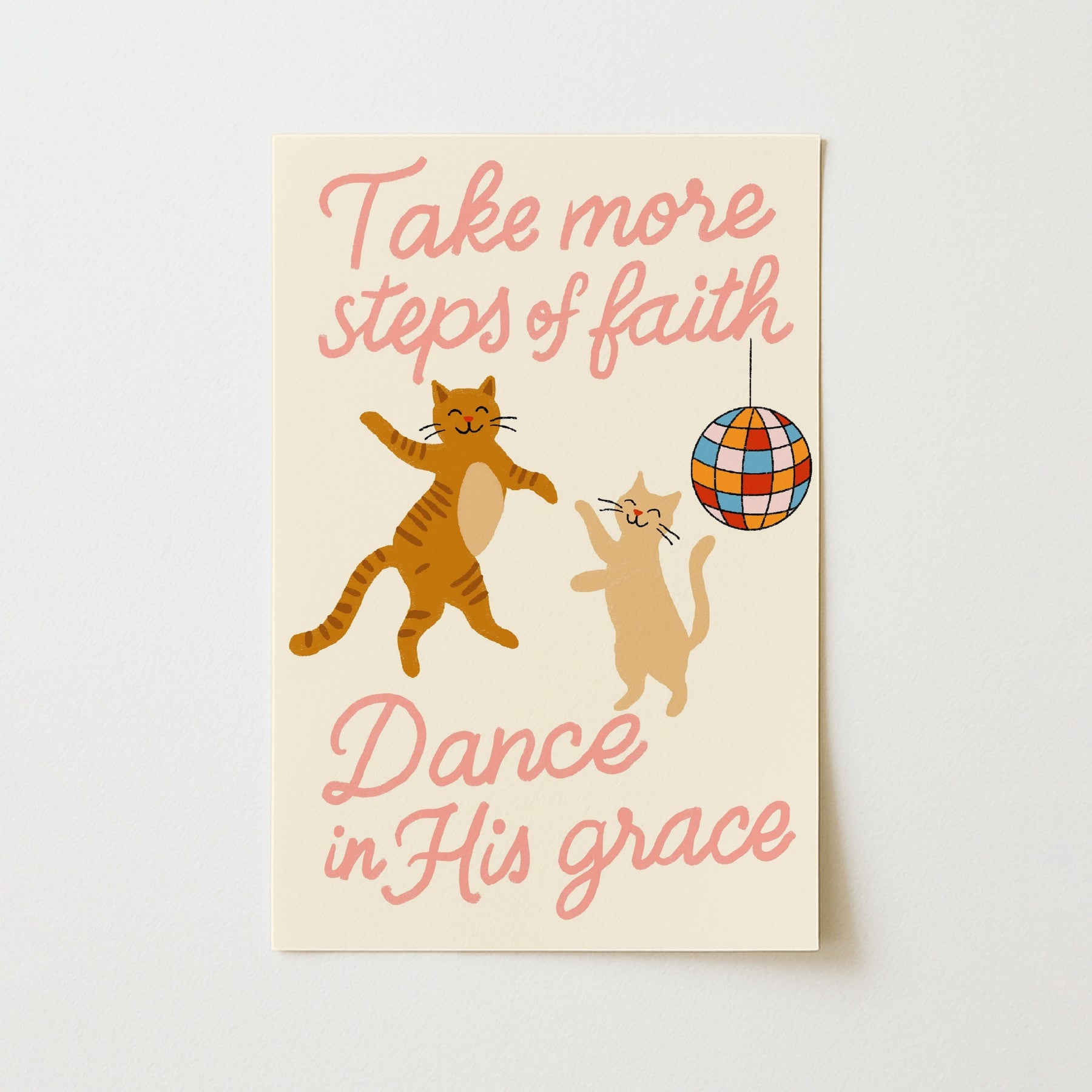 Danse dans Sa Grâce, Art mural chrétien – Impression de foi drôle de chat