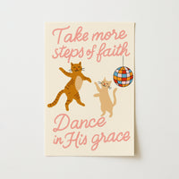 Danse dans Sa Grâce, Art mural chrétien – Impression de foi drôle de chat