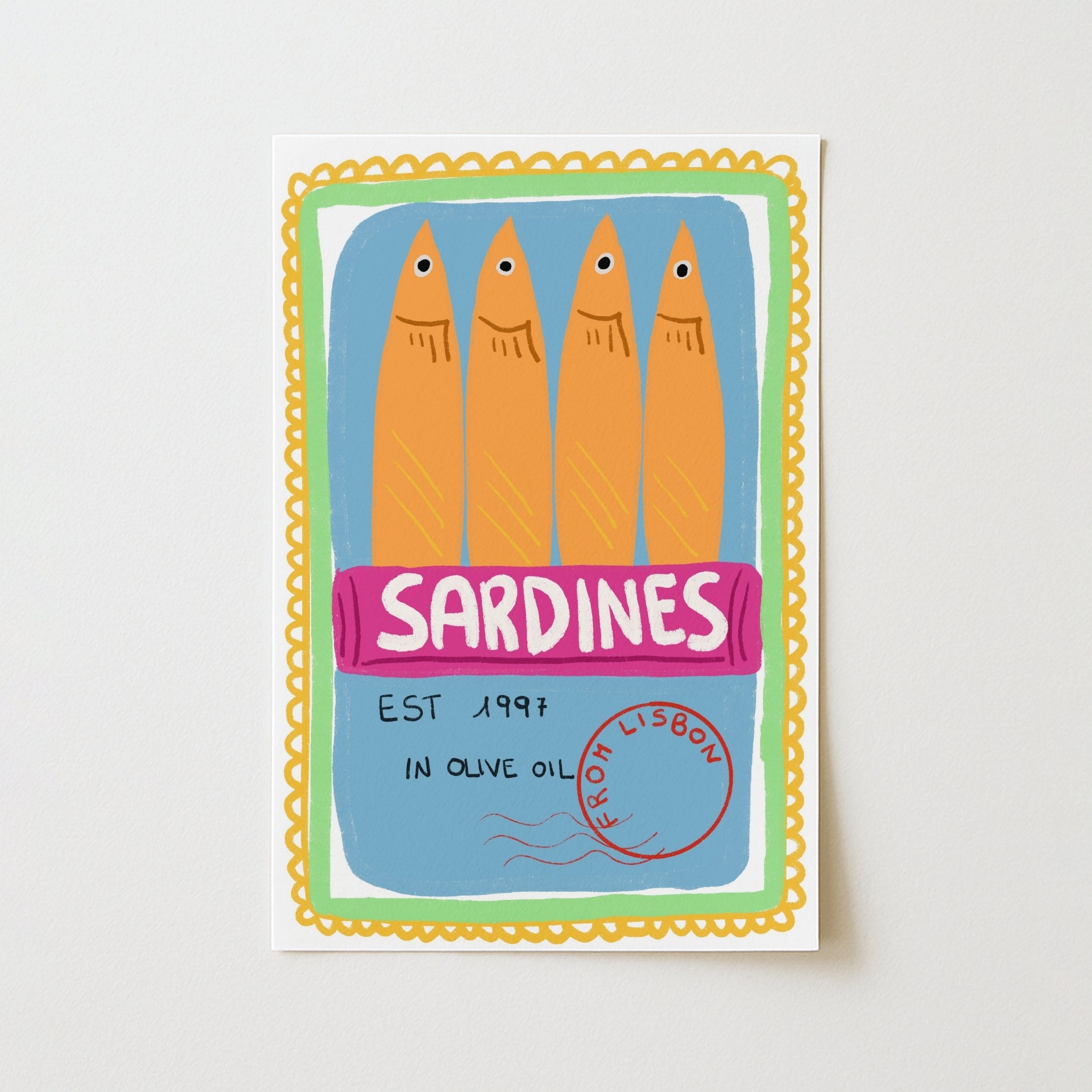 Sardines Wall Art - Retro Coastal Print