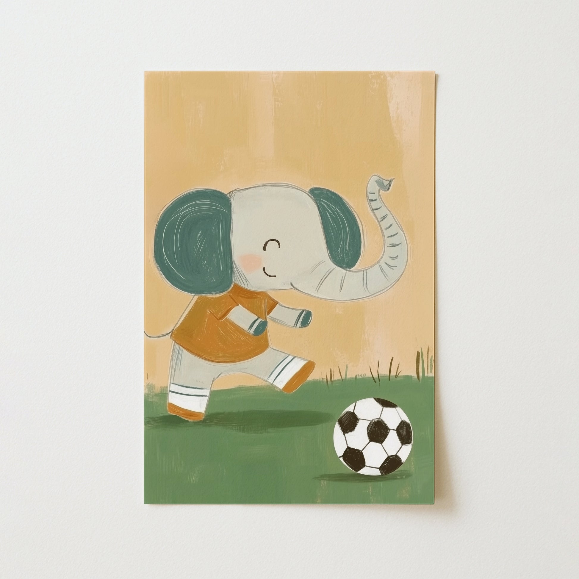 Lámina de Elefante Futbolista – Lámina de Fútbol para Cuarto Infantil