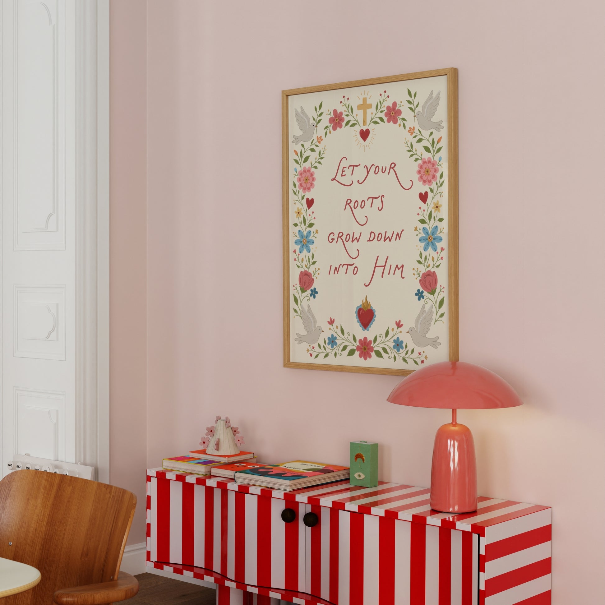 Decoración con versículo bíblico floral, decoración cristiana de pared