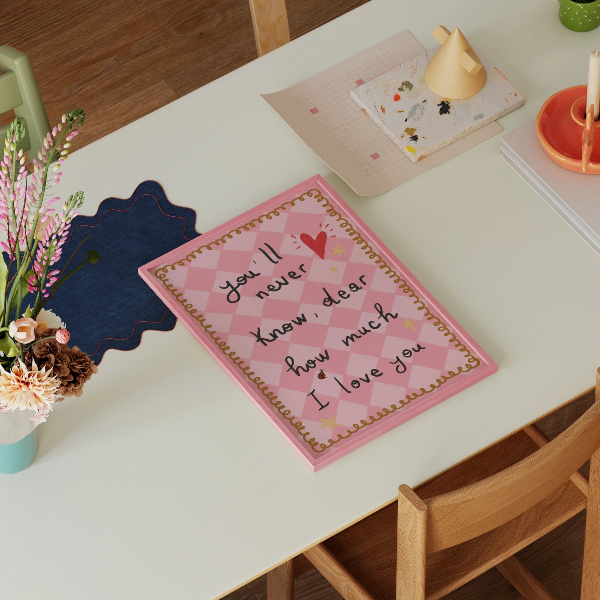 Décoration murale pour chambre d'enfant avec citation d'amour