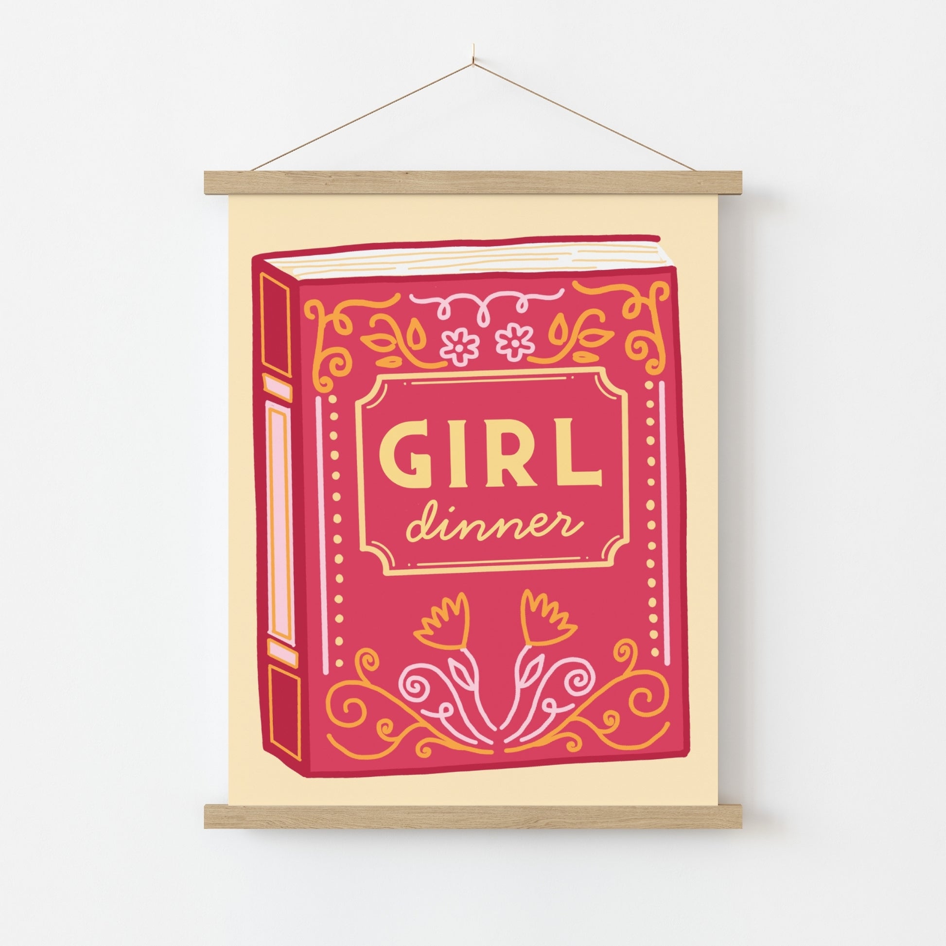 Girl Dinner Book Print – Funny Feminine Wall Art