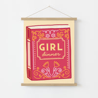 Girl Dinner Book Print – Funny Feminine Wall Art