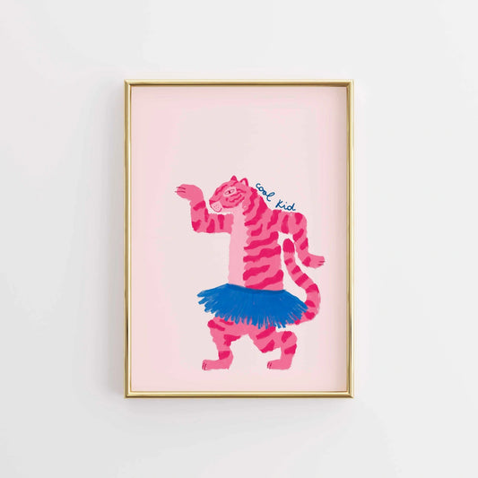 Cool Kid Tiger Wall Art – Funny Maximalist Print