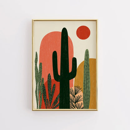 Cactus Desert Wall Art – Minimal Boho Southwest Print