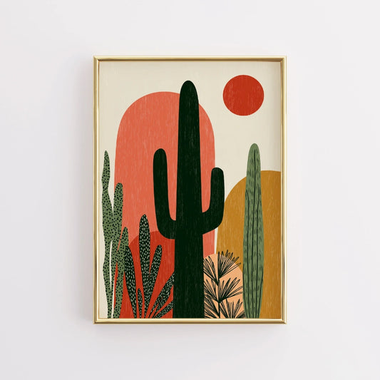 Cactus Desert Wall Art – Minimal Boho Southwest Print