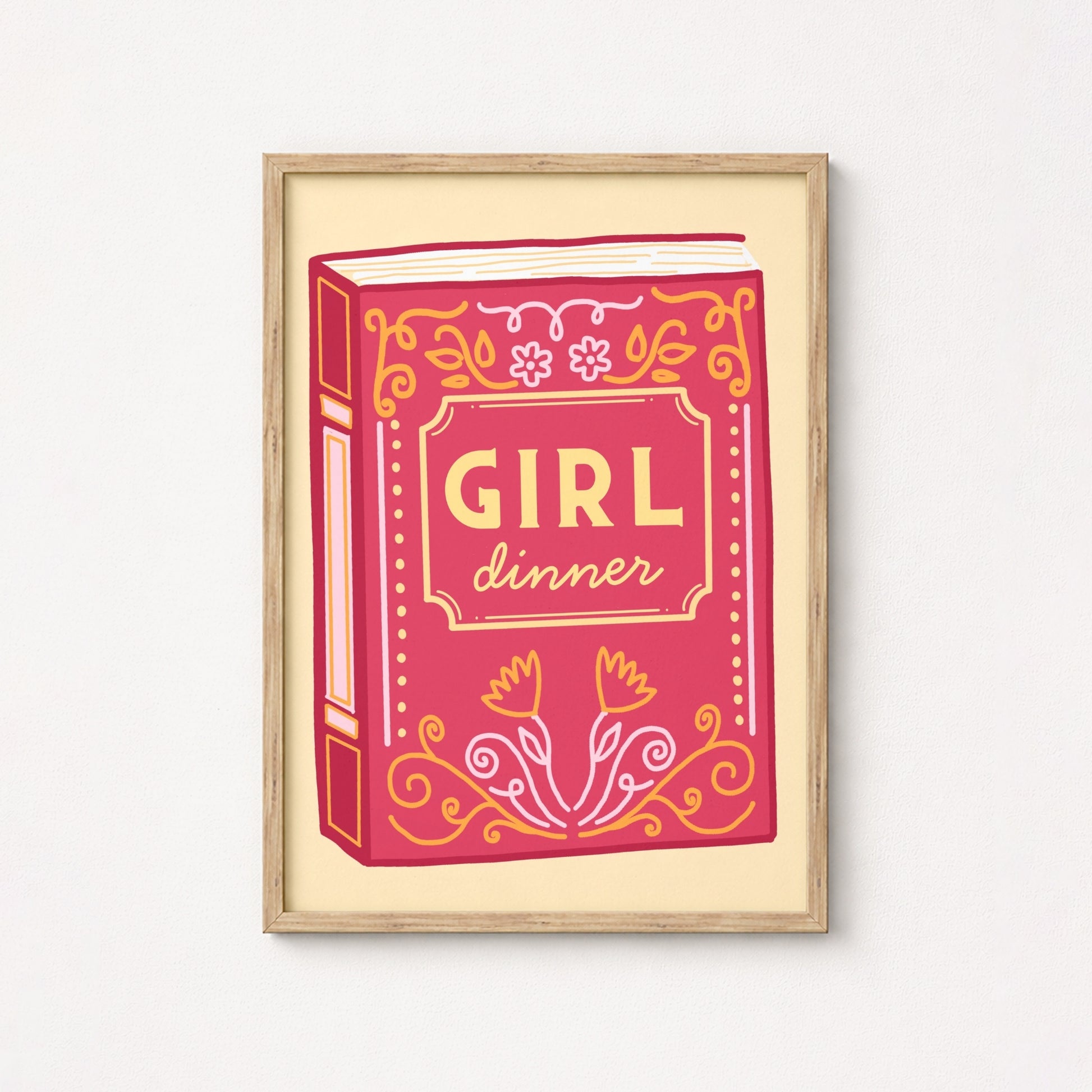 Girl Dinner Book Print – Funny Feminine Wall Art