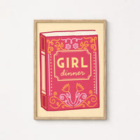 Girl Dinner Book Print – Funny Feminine Wall Art
