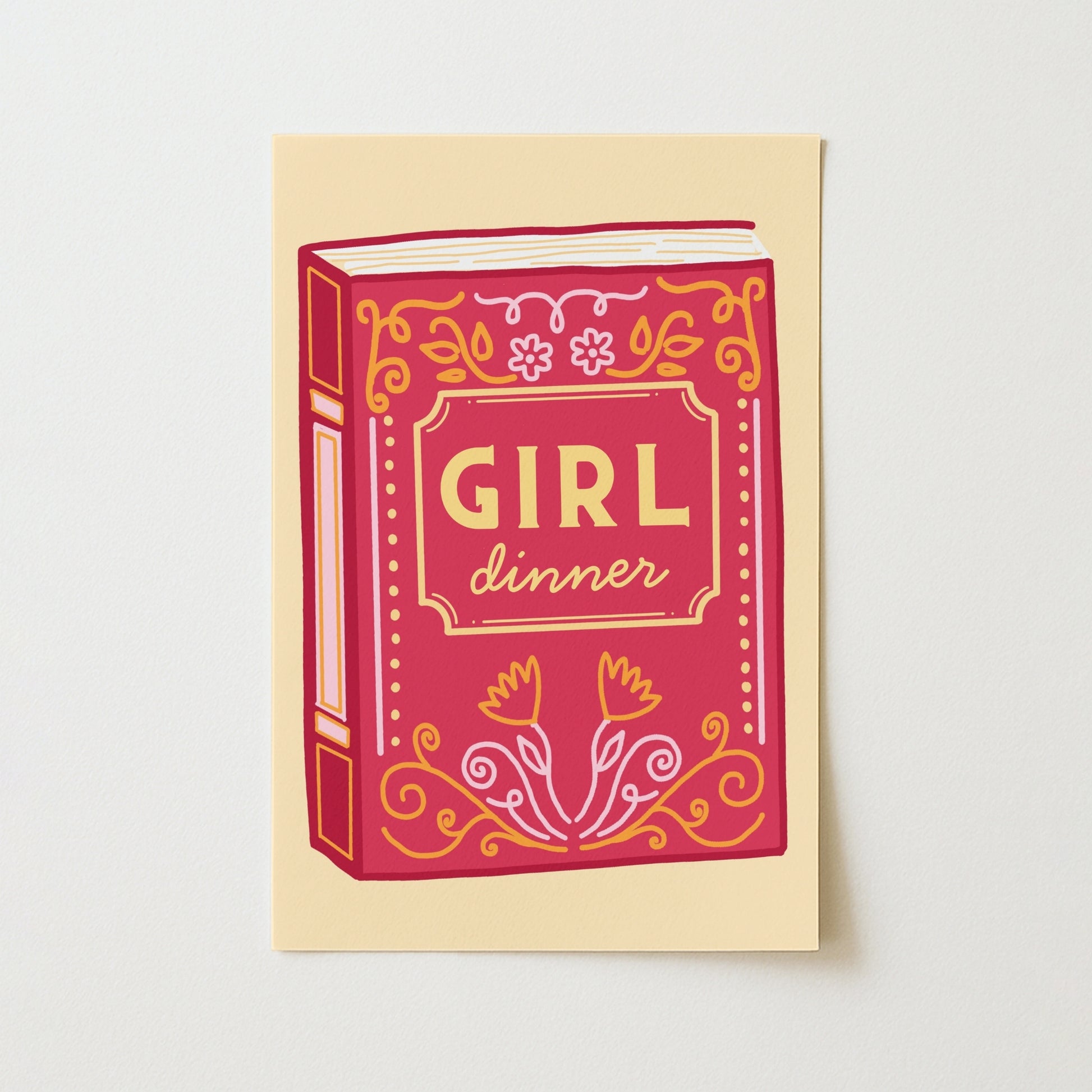 Girl Dinner Book Print – Funny Feminine Wall Art