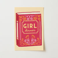 Girl Dinner Book Print – Funny Feminine Wall Art