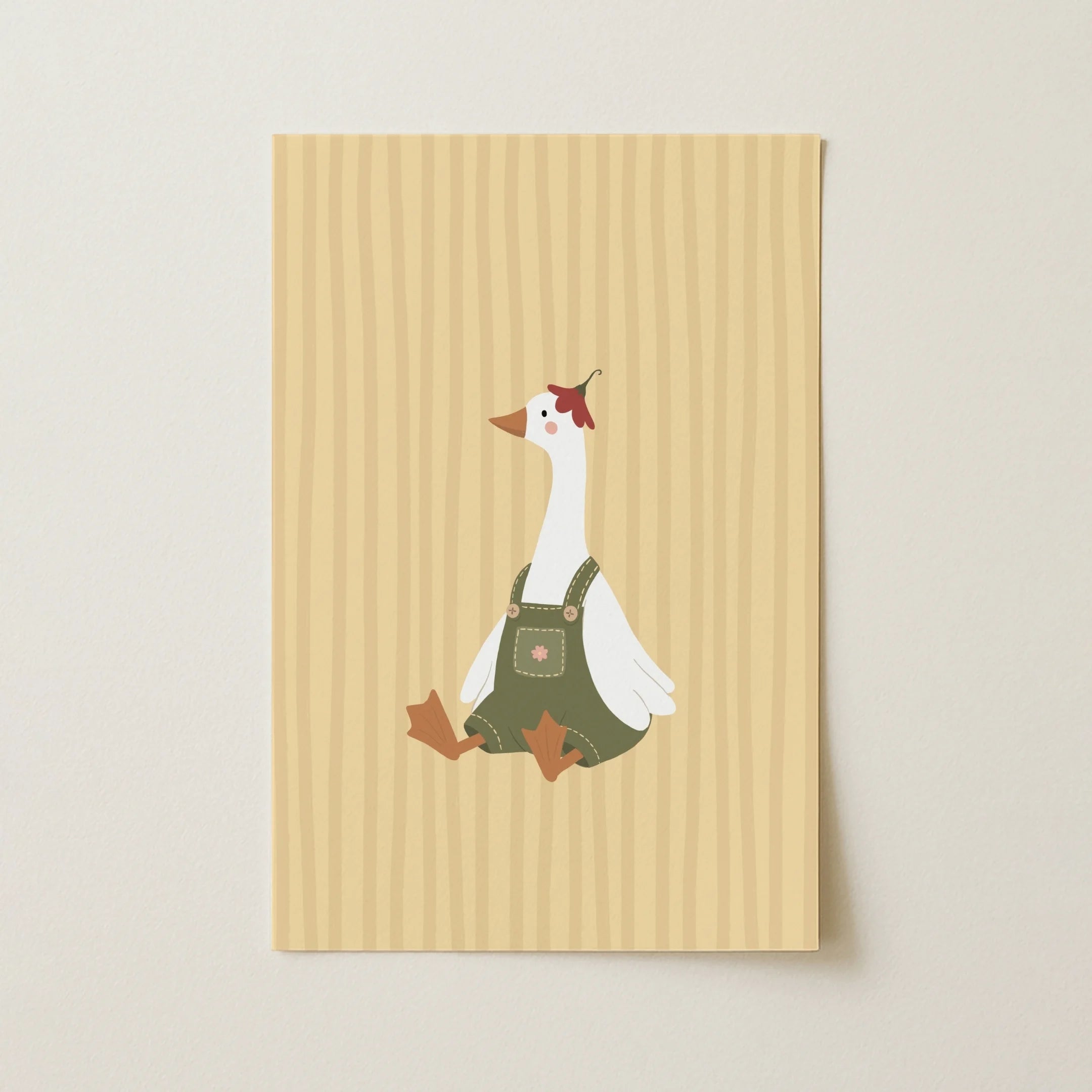 Little Goose in Green Overalls – Nursery & Kids Wall Art