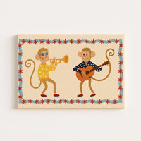 Stampa su tela per cameretta dei bambini con scimmiette musicali 