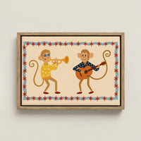 Stampa su tela per cameretta dei bambini con scimmiette musicali 