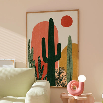 Cactus Desert Wall Art – Minimal Boho Southwest Print
