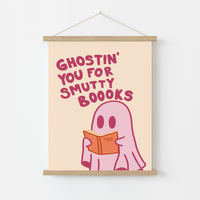 Smutty Books Print – Funny Pink Ghost Wall Art
