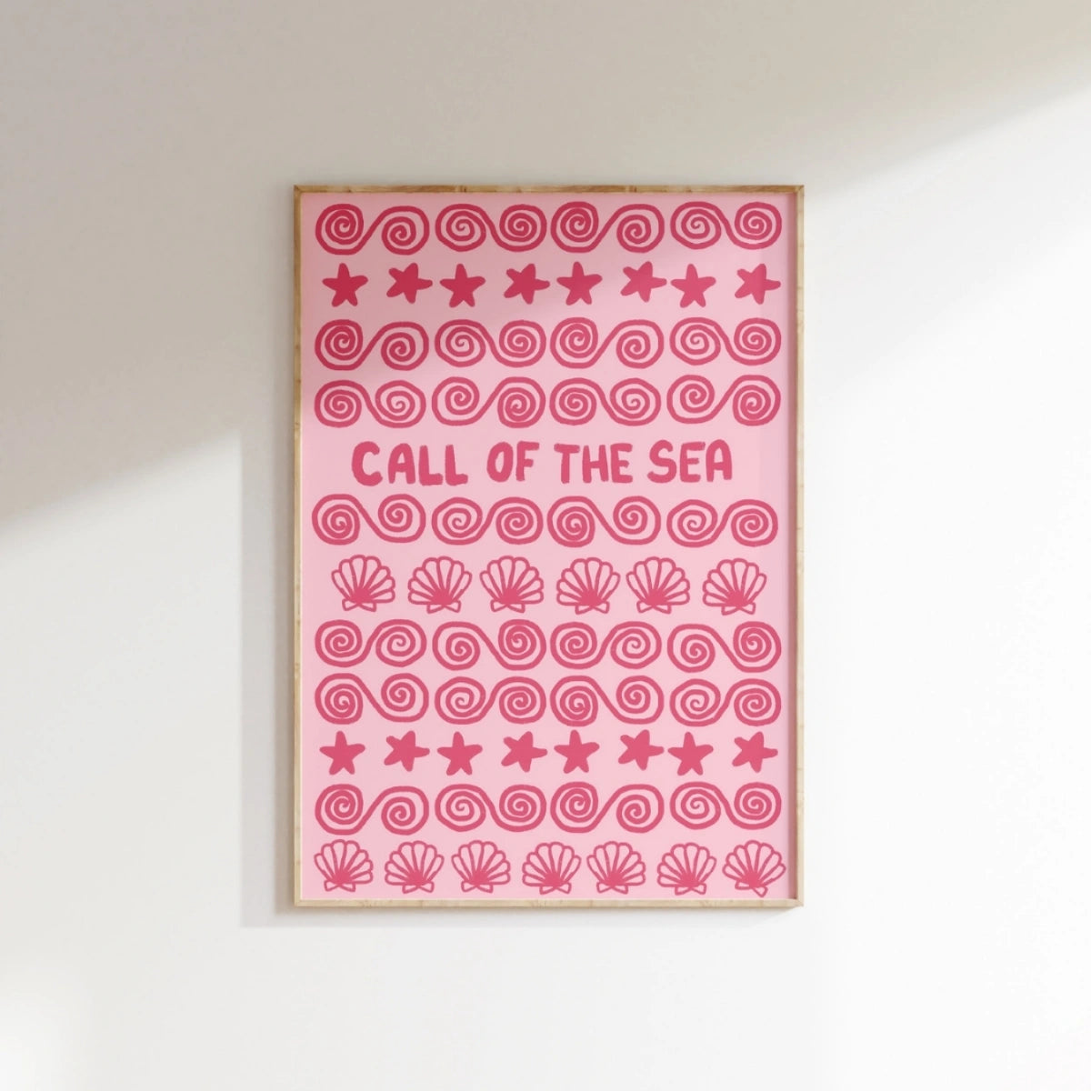Call of the Sea Wall Art – Pink Nautical Beach Print, Coastal Wall Decor