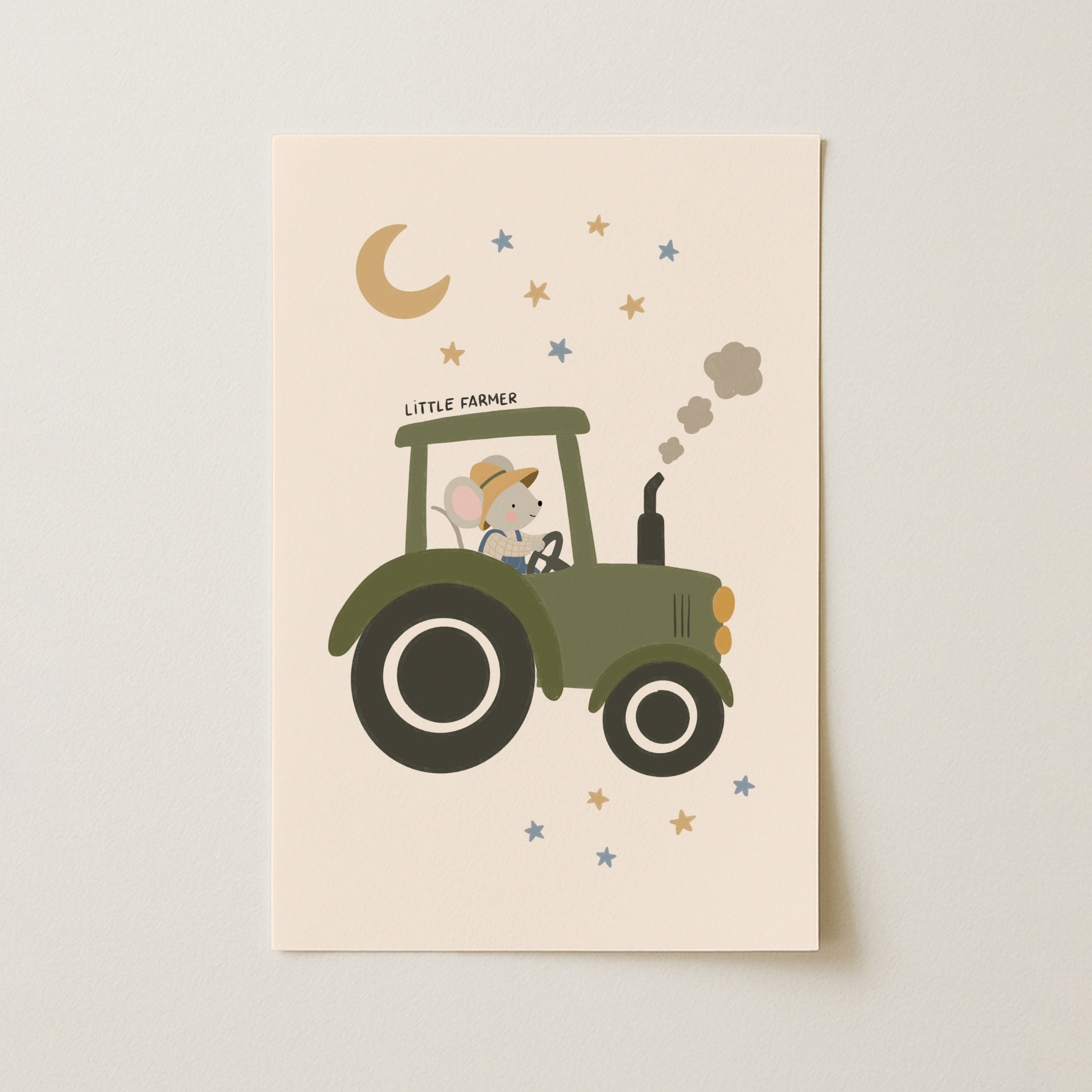 Little Farmer Mouse on Tractor – Nursery & Kids Wall Art