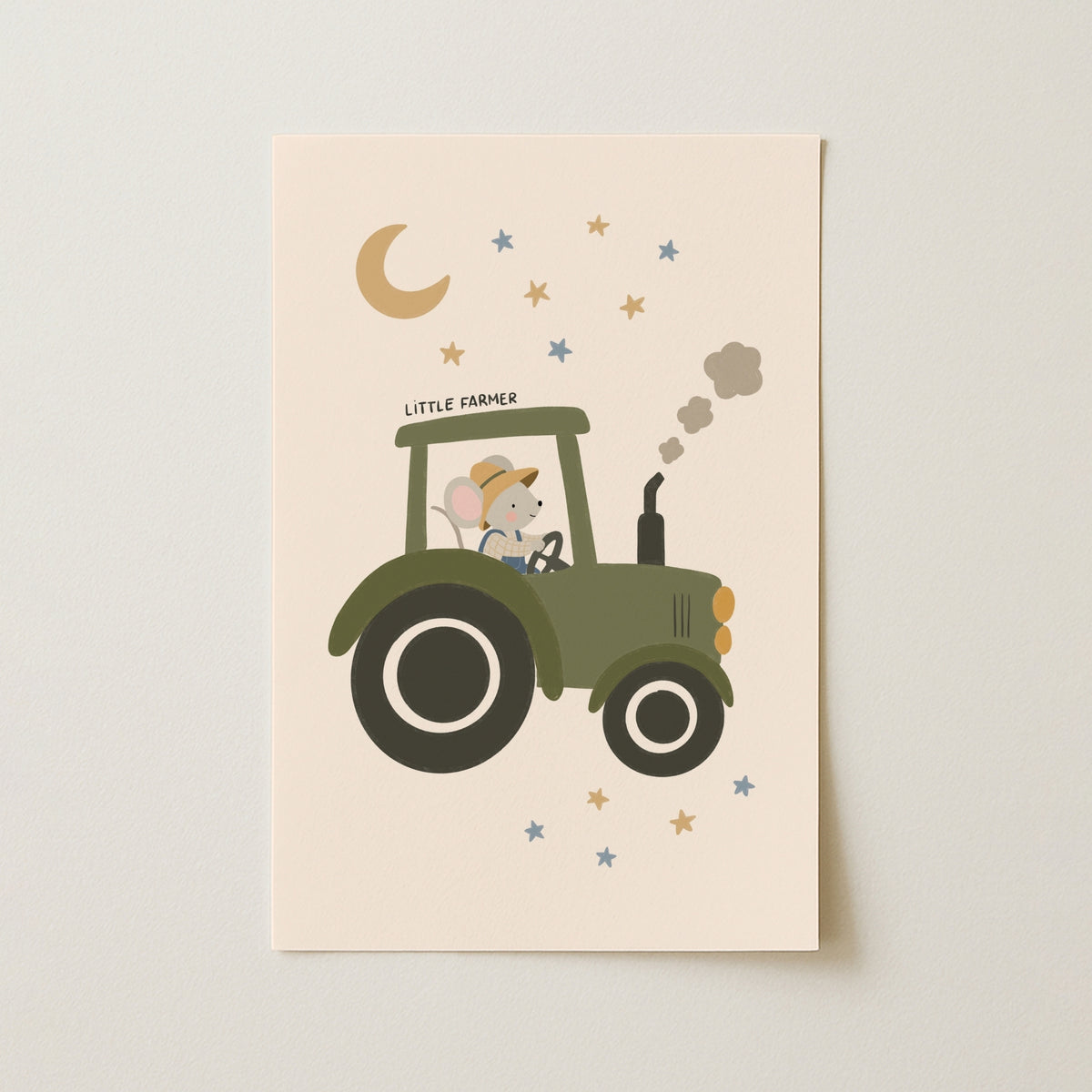 Little Farmer Mouse on Tractor – Nursery & Kids Wall Art