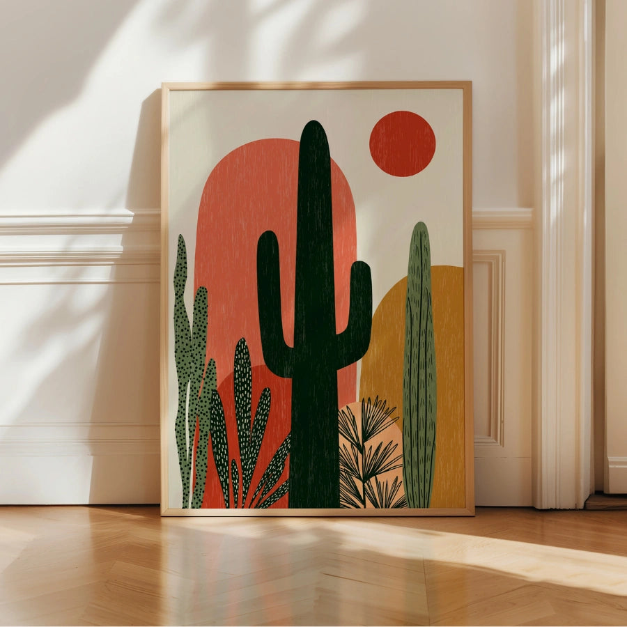 Cactus Desert Wall Art – Minimal Boho Southwest Print