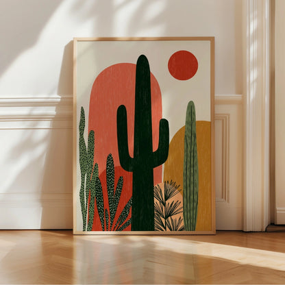 Cactus Desert Wall Art – Minimal Boho Southwest Print