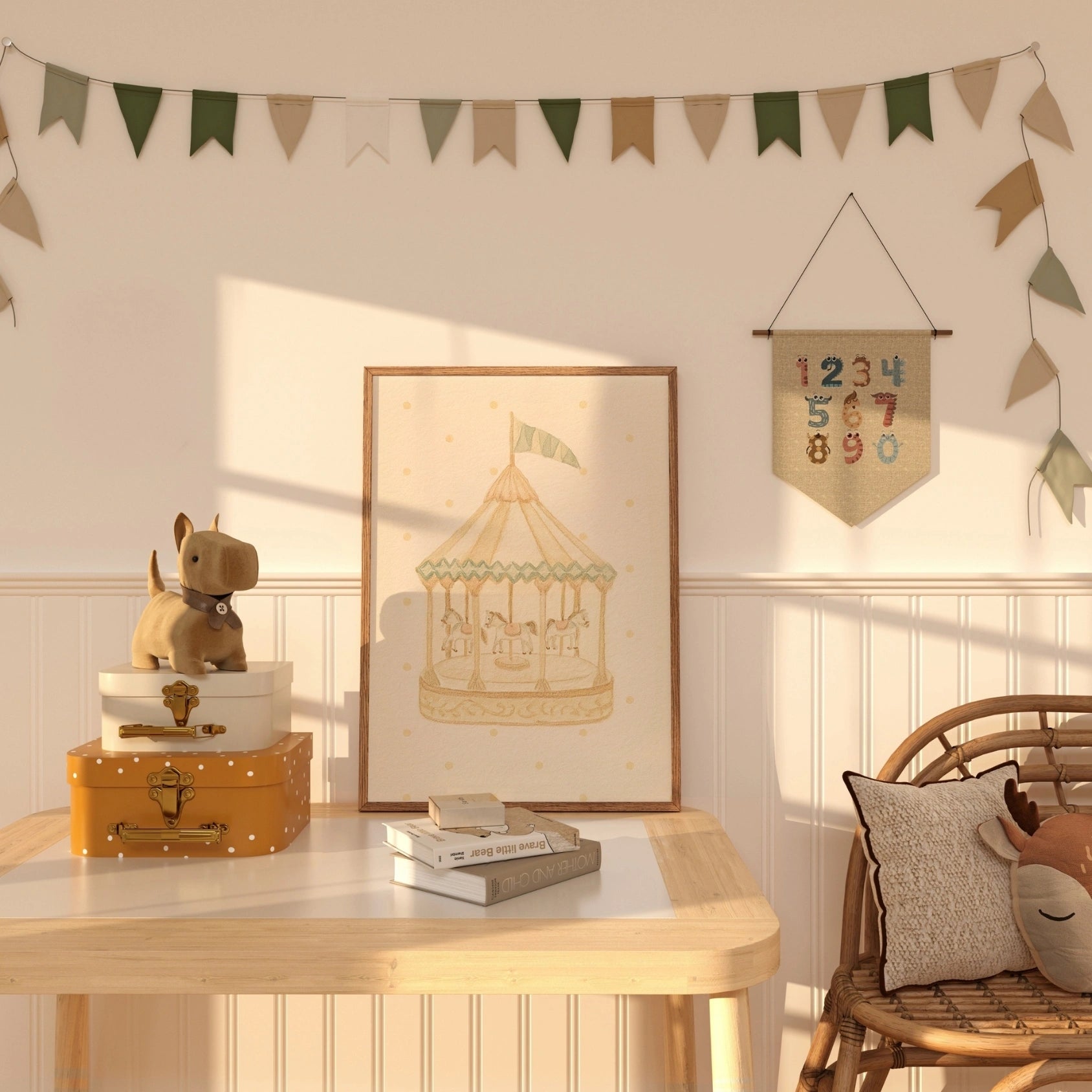 Stampa vintage per bambini con giostra